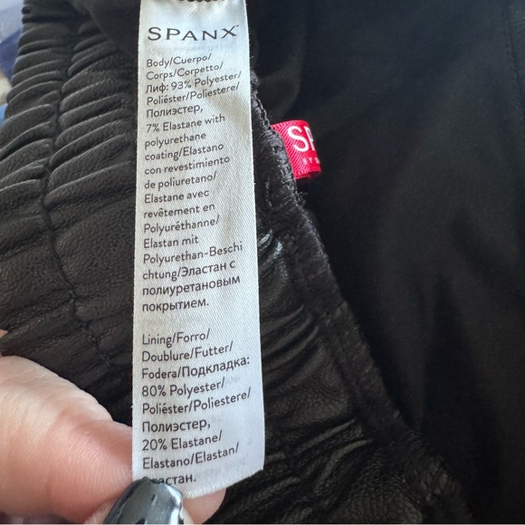 SPANX Black Faux Leather Joggers - Picture 13 of 14